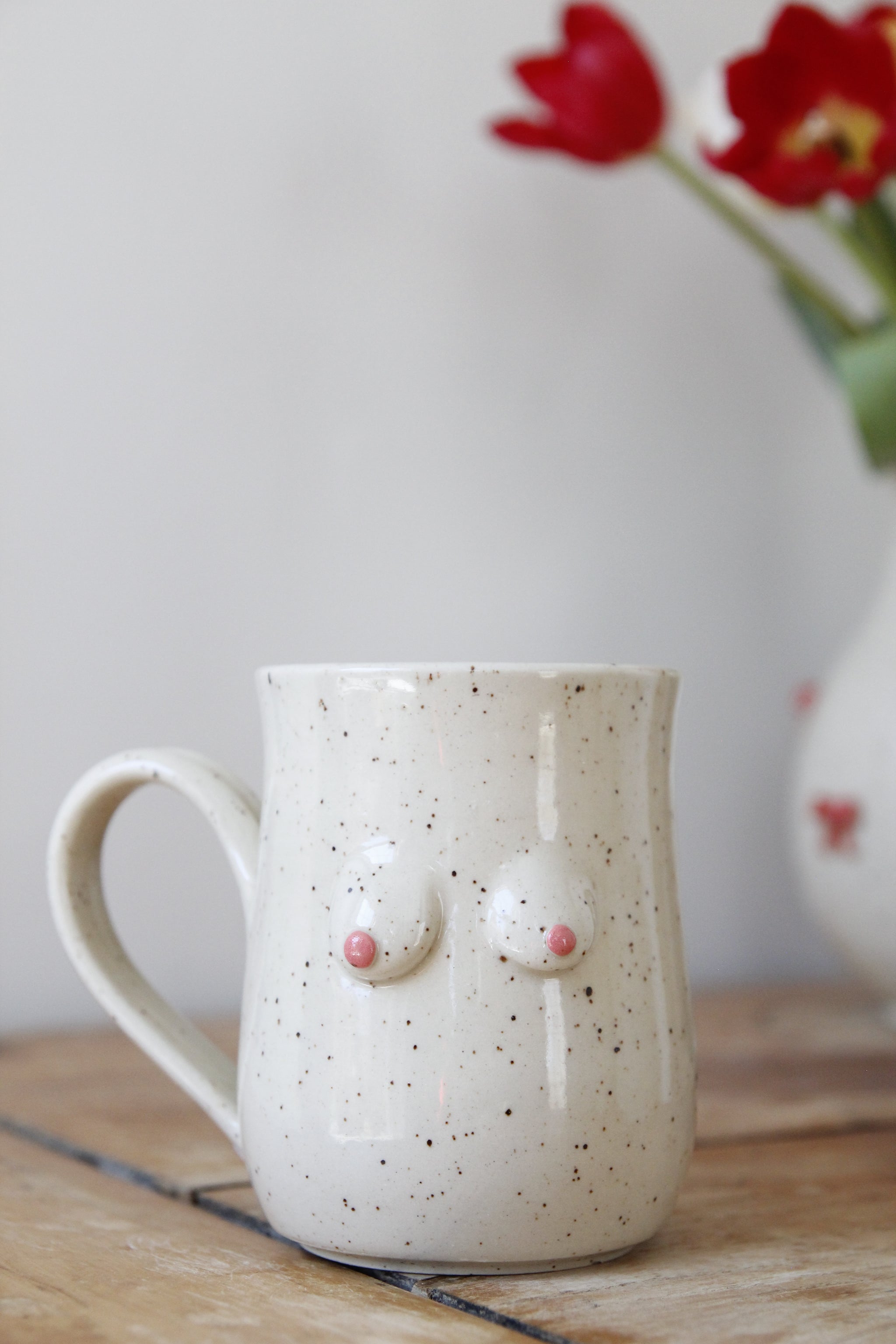 Cream Speckled Boob Mug#025  The Bitter Blonde Pottery
