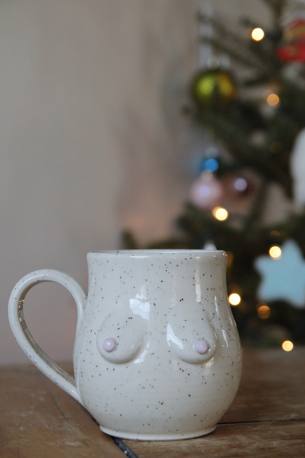 Cream Speckled Boob Mug #001