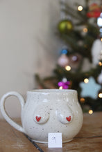 Load image into Gallery viewer, Cream Speckled Boob + Heart Nips Mug💕 #009
