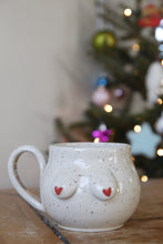 Load image into Gallery viewer, Cream Speckled Boob + Heart Nips Mug💕 #009
