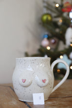 Load image into Gallery viewer, Cream Speckled Boob + Heart Nips Mug💕 #011
