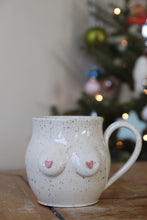 Load image into Gallery viewer, Cream Speckled Boob + Heart Nips Mug💕 #011
