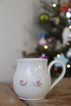 Load image into Gallery viewer, Cream Speckled Boob + Heart Nips Mug💕 #012
