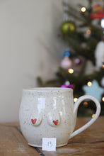 Load image into Gallery viewer, Cream Speckled Boob + Heart Nips Mug💕 #013
