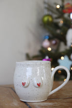 Load image into Gallery viewer, Cream Speckled Boob + Heart Nips Mug💕 #013
